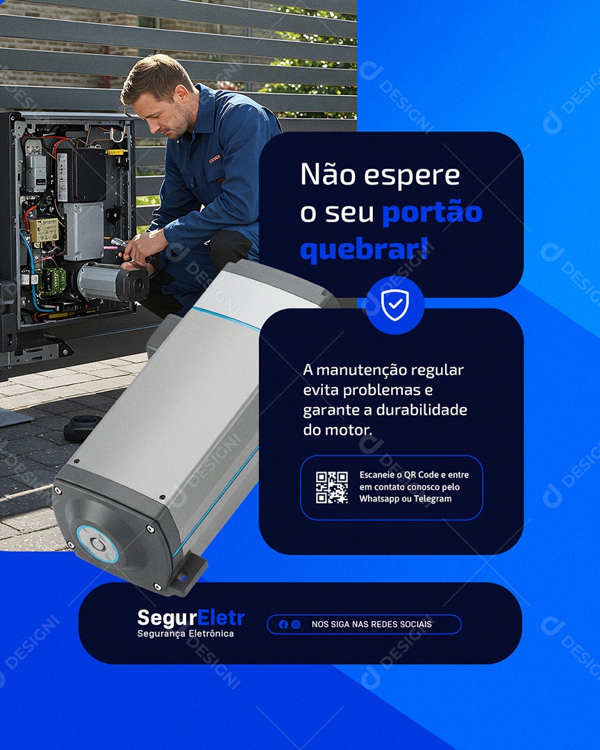 Segurança Eletrônica Não Espere o Seu Portão Quebrar Social Media PSD Editável