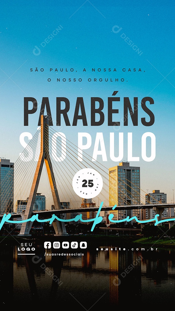 Story Aniversário Parabéns São Paulo 25 de Janeiro Social Media PSD Editável