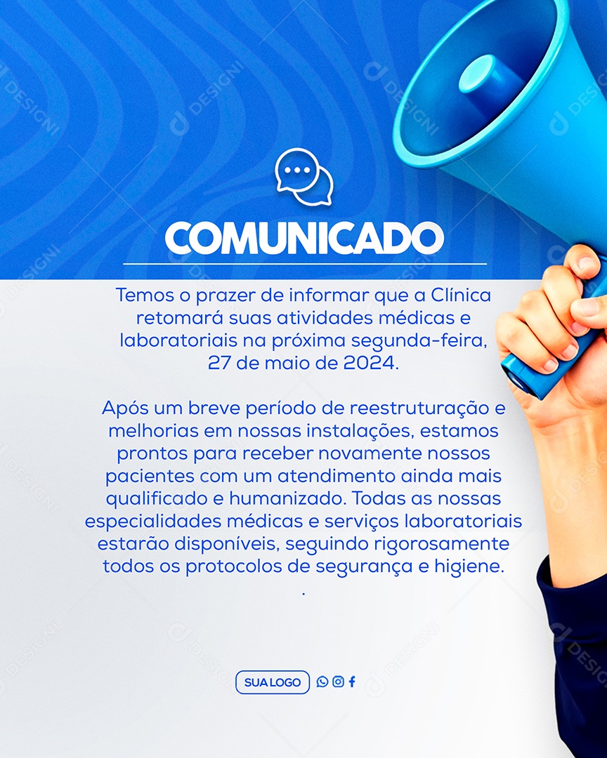 Comunicado Clinica Social Media PSD Editável