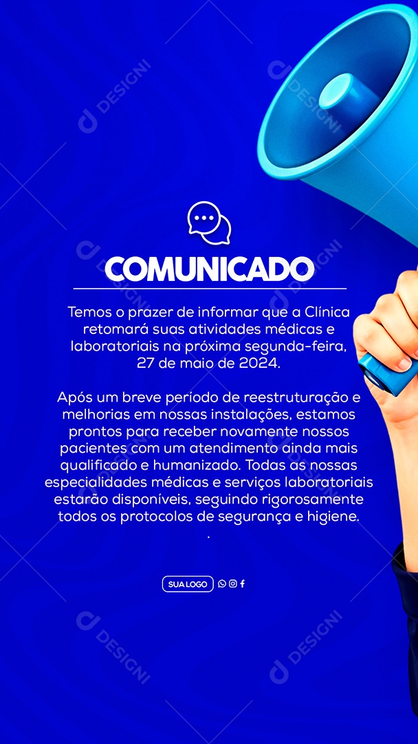 Story Comunicado Clinica Social Media PSD Editável