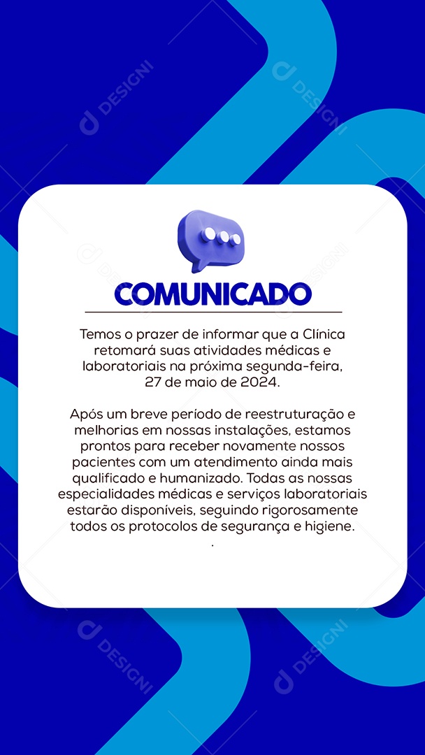 Story Comunicado Clinica Social Media PSD Editável