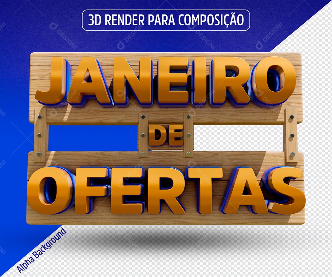 Janeiro de Ofertas Selo 3D Para Composição PSD
