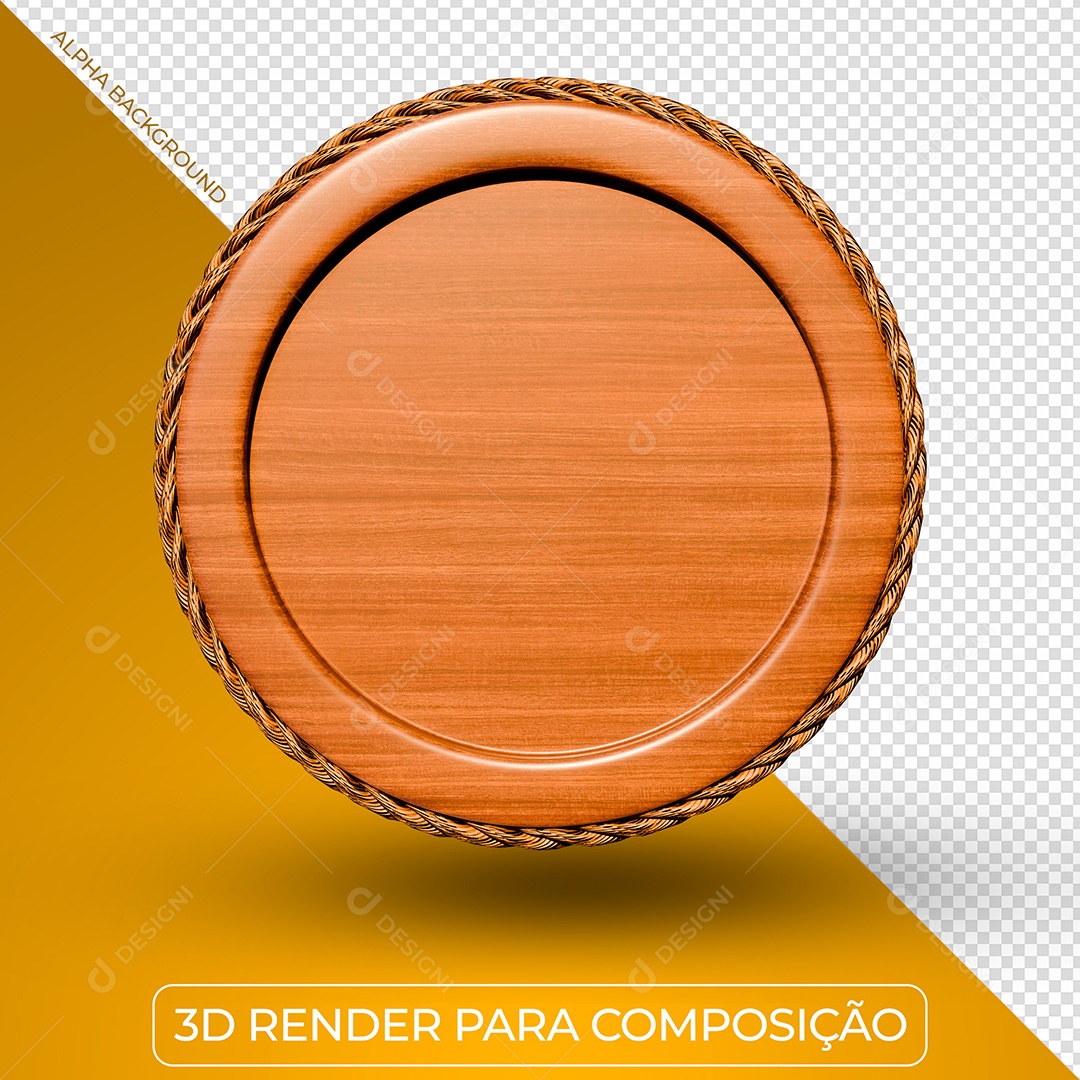 Placa Redonda Laranja Elemento 3D Para Composição PSD
