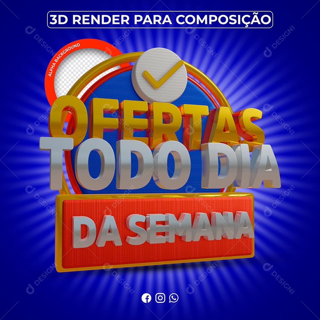 Ofertas Todo Dia da Semana Selo 3D Para Composição PSD