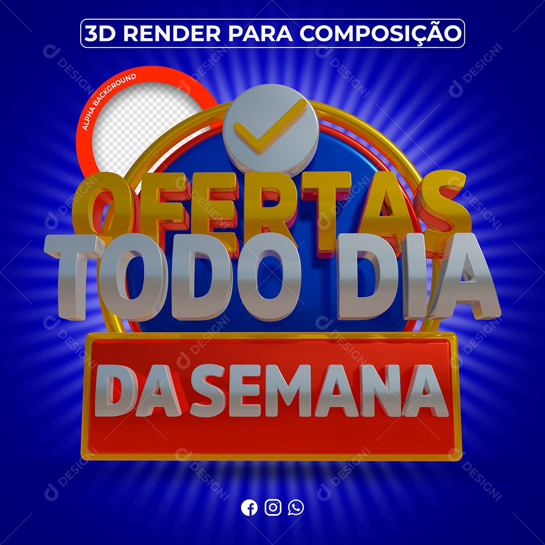 Ofertas Todo Dia da Semana Selo 3D Para Composição PSD