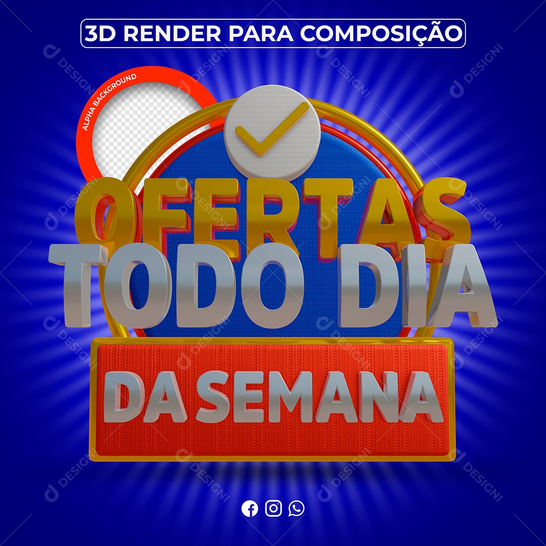 Ofertas Todo Dia Selo 3D Para Composição PSD