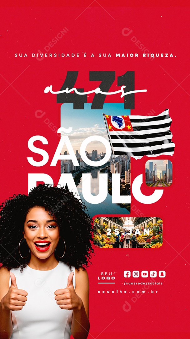Story Aniversário de São Paulo 25 de Janeiro 471 Anos Social Media PSD Editável