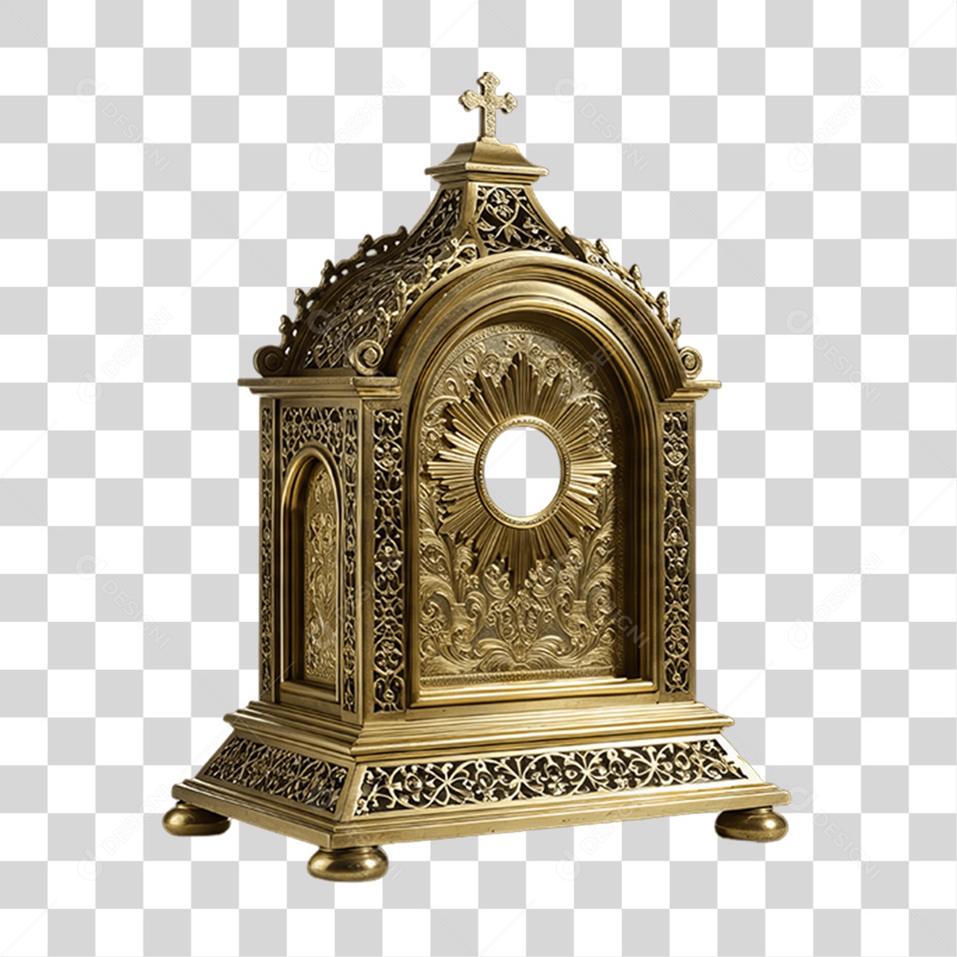 Elemento 3D Item de Igreja Dourado PNG Transparente