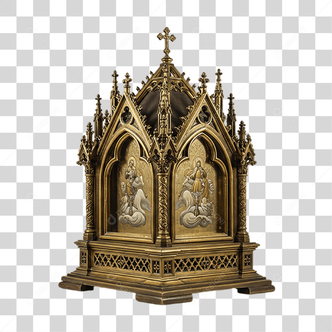 Elemento 3D Item de Igreja Dourado PNG Transparente