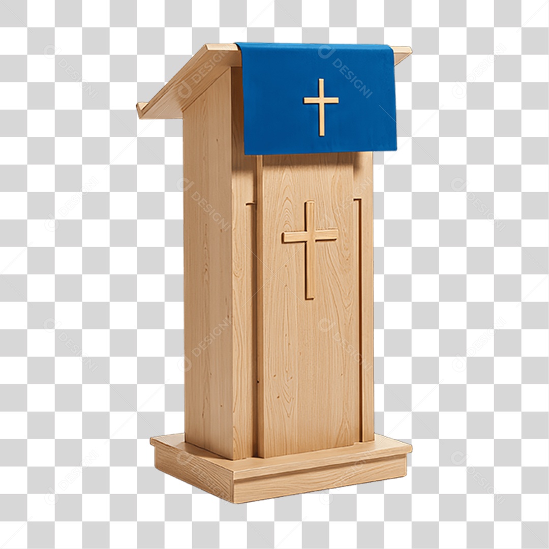 Elemento 3D Púlpito de Igreja Palanque PNG Transparente