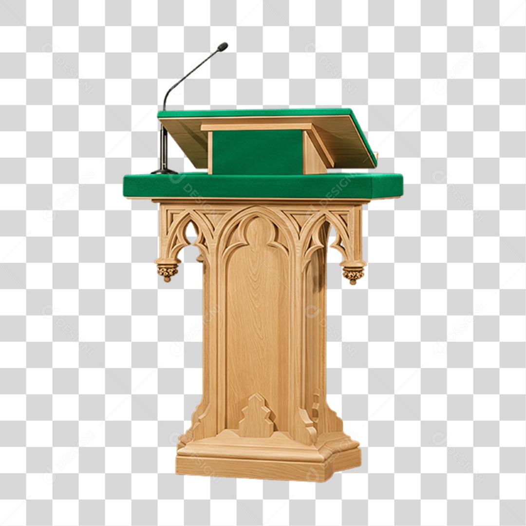 Elemento 3D Púlpito de Igreja Palanque PNG Transparente