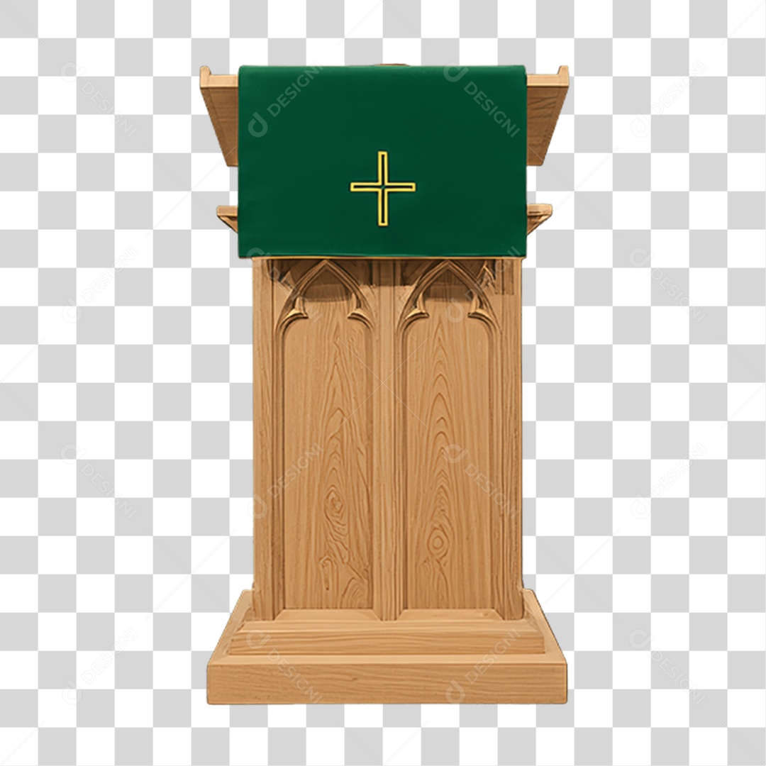 Elemento 3D Púlpito de Igreja Palanque PNG Transparente