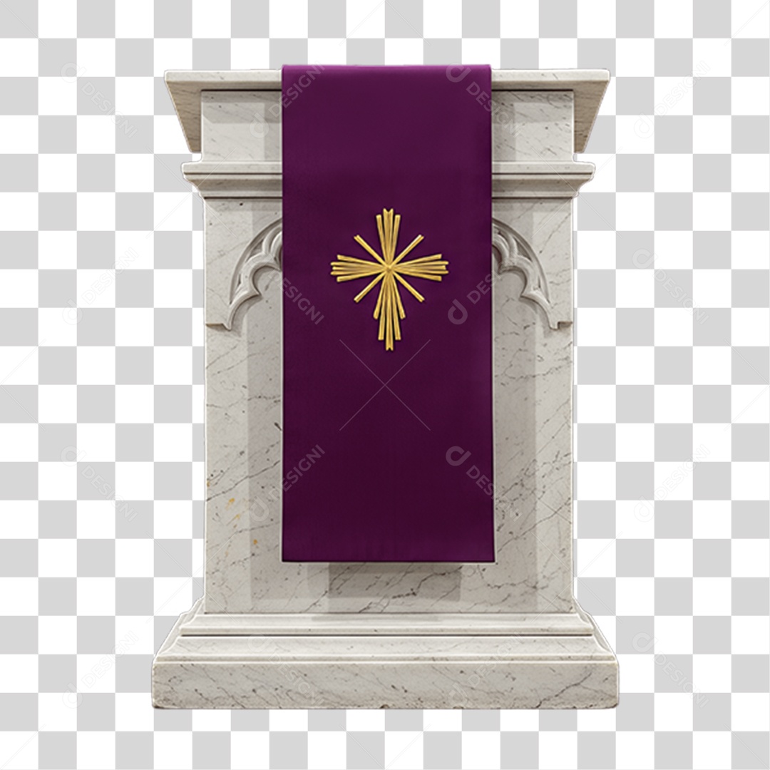 Elemento 3D Púlpito de Igreja Palanque PNG Transparente