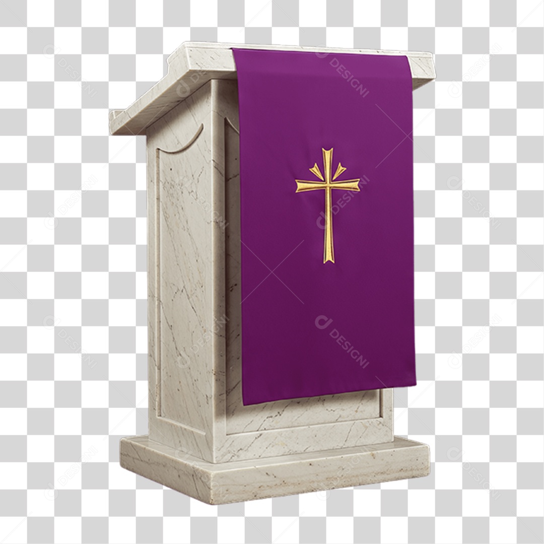Elemento 3D Púlpito de Igreja Palanque PNG Transparente