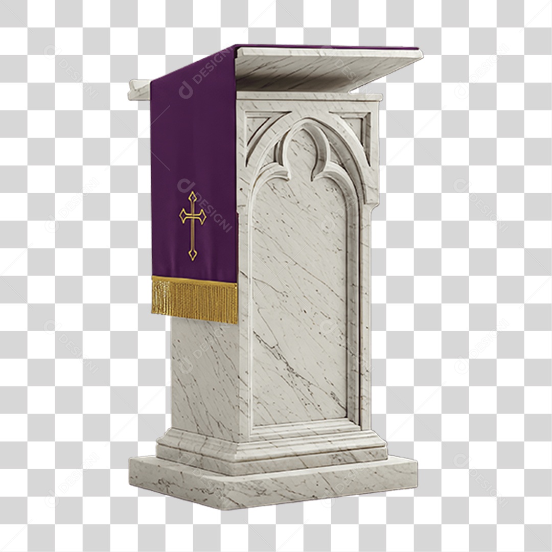 Elemento 3D Púlpito de Igreja Palanque PNG Transparente