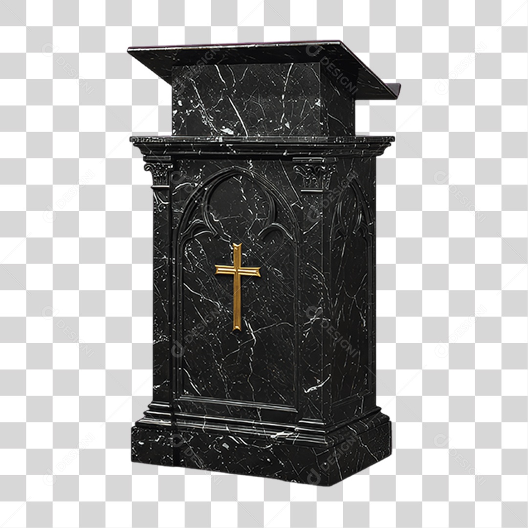 Elemento 3D Púlpito de Igreja Palanque PNG Transparente