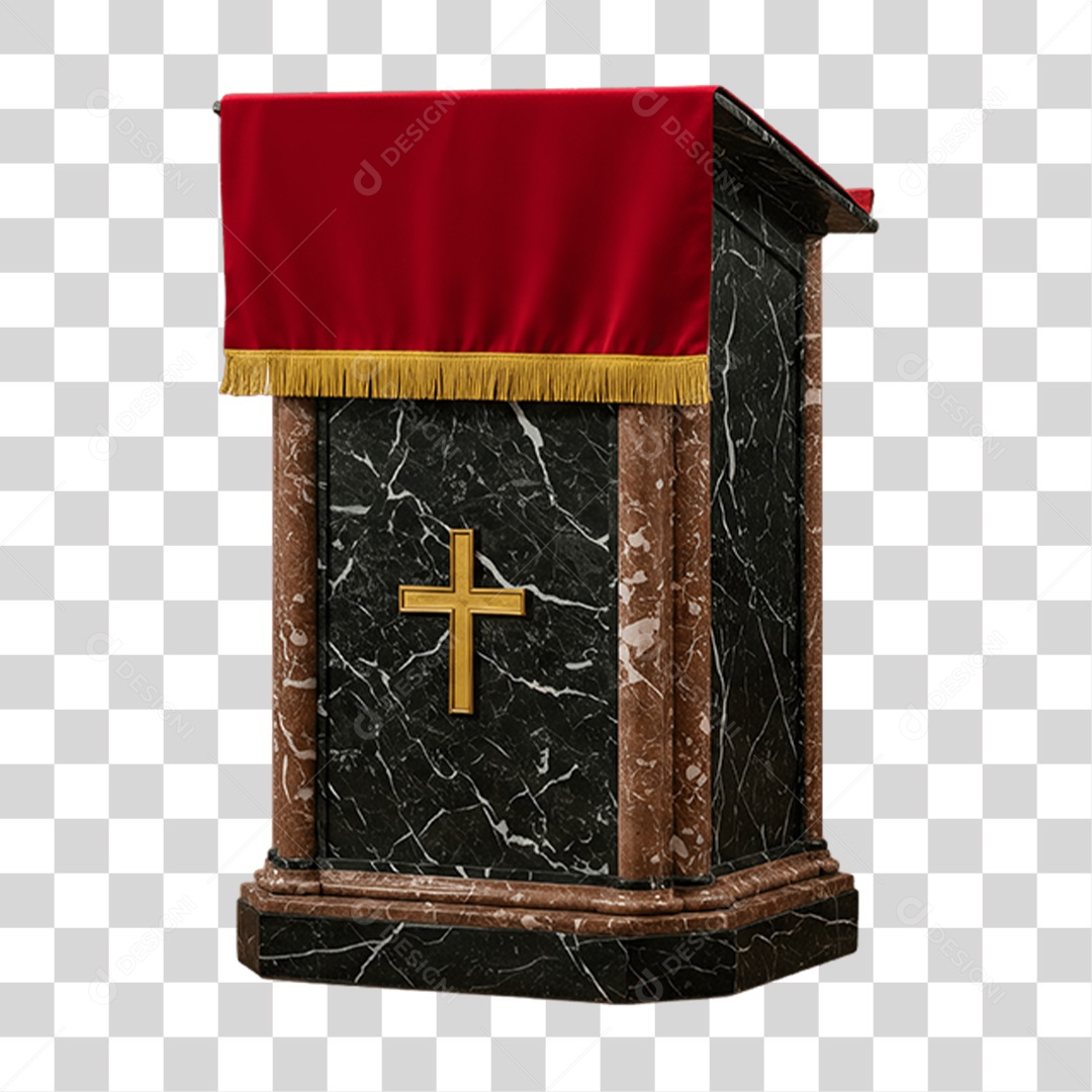 Elemento 3D Púlpito de Igreja Palanque PNG Transparente