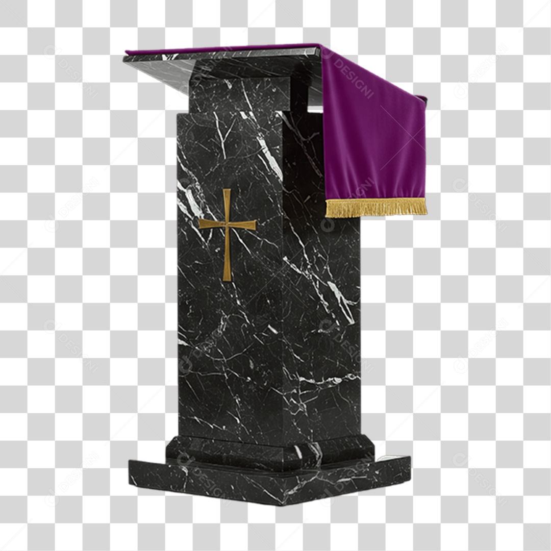 Elemento 3D Púlpito de Igreja Palanque PNG Transparente