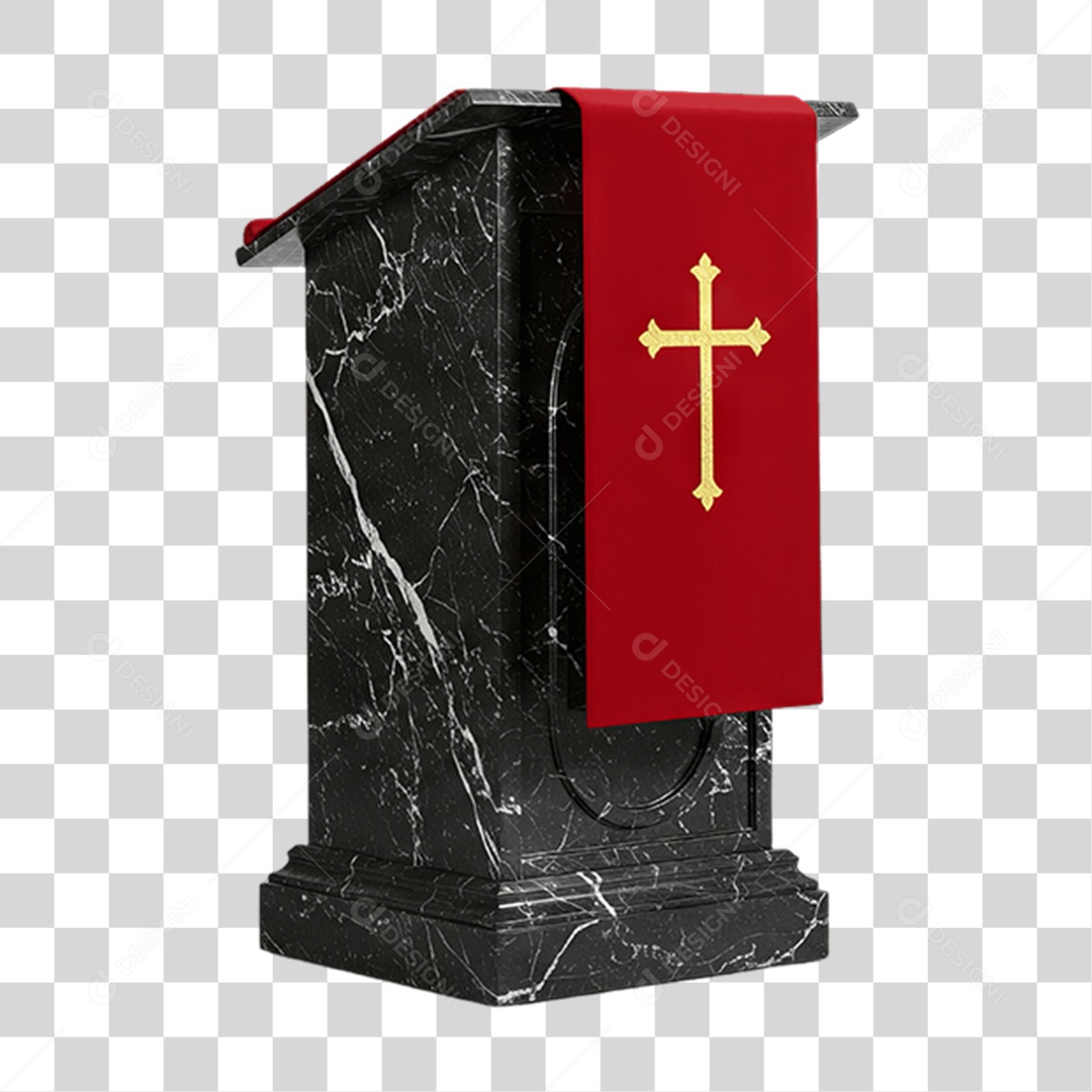Elemento 3D Púlpito de Igreja Palanque PNG Transparente