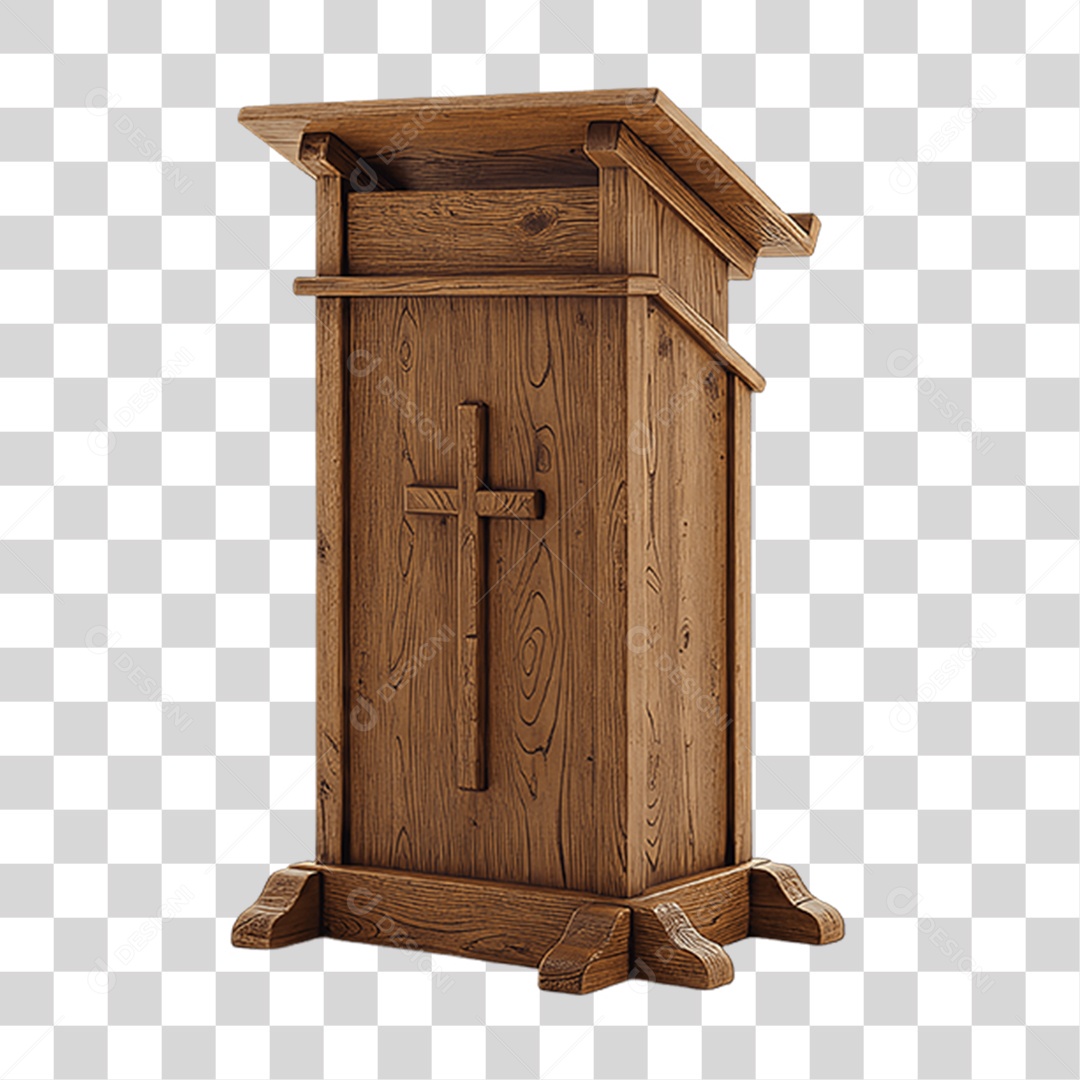 Elemento 3D Púlpito de Igreja Palanque PNG Transparente
