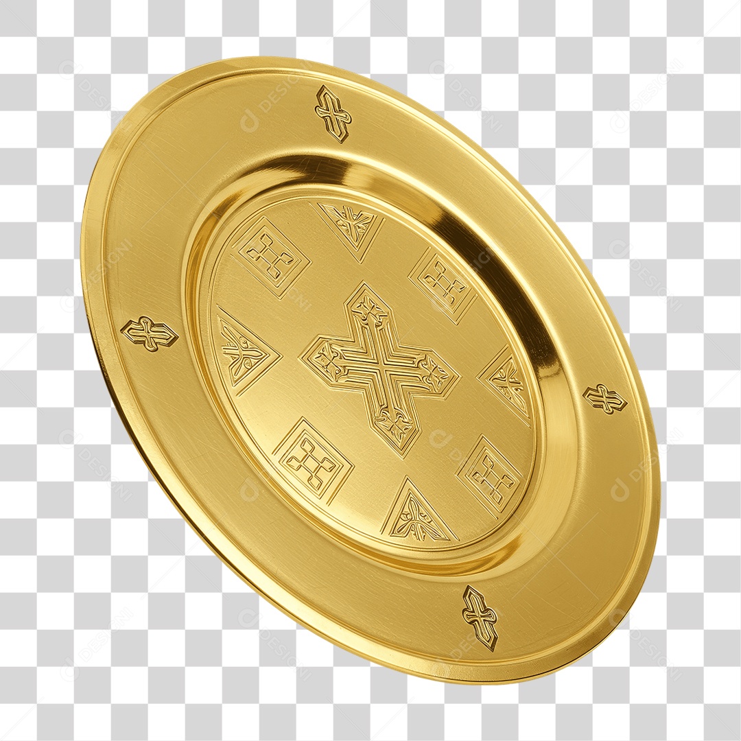 Elemento 3D Item de Igreja Dourado PNG Transparente