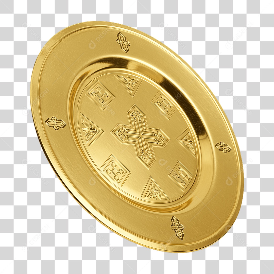 Elemento 3D Item de Igreja Dourado PNG Transparente