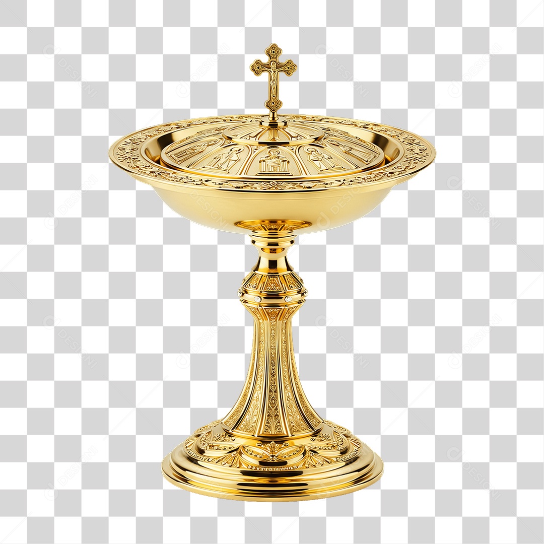 Elemento 3D Item de Igreja Dourado PNG Transparente