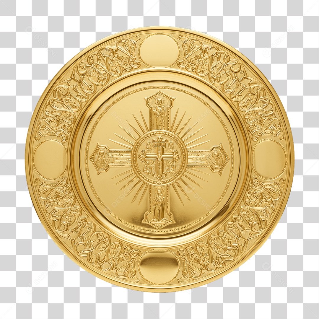Elemento 3D Item de Igreja Dourado PNG Transparente