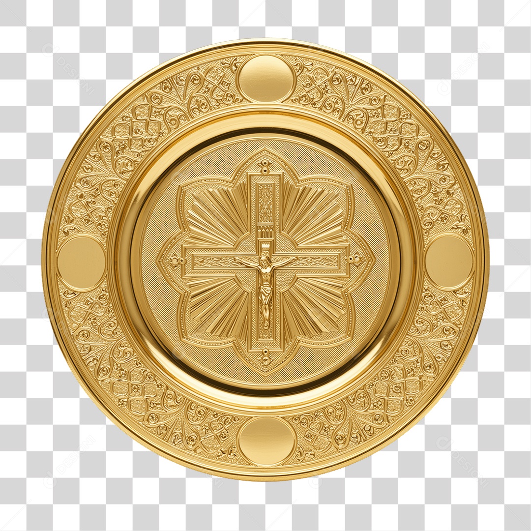 Elemento 3D Item de Igreja Dourado PNG Transparente