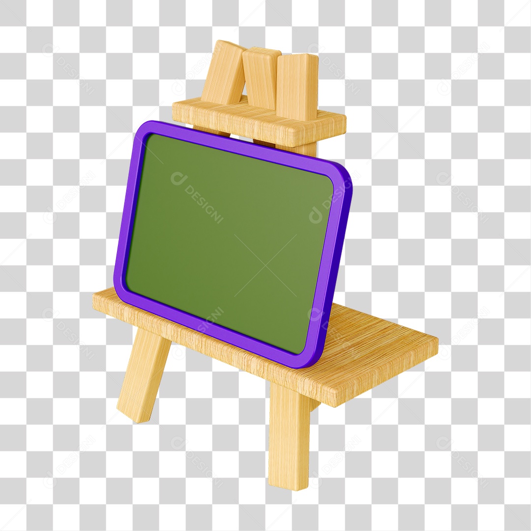 Elemento 3D Quadro Escolar PNG Transparente