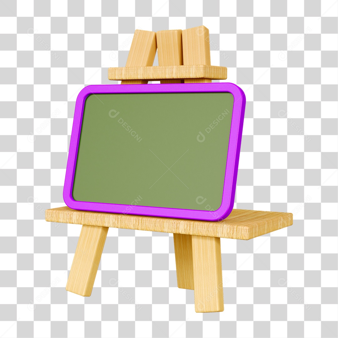 Elemento 3D Quadro Escolar PNG Transparente