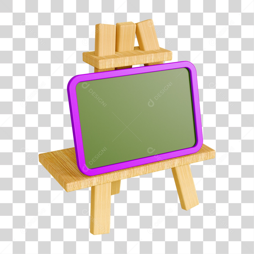 Elemento 3D Quadro Escolar PNG Transparente