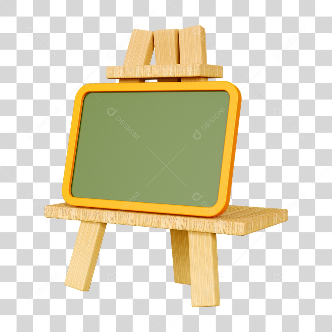 Elemento 3D Quadro Escolar PNG Transparente