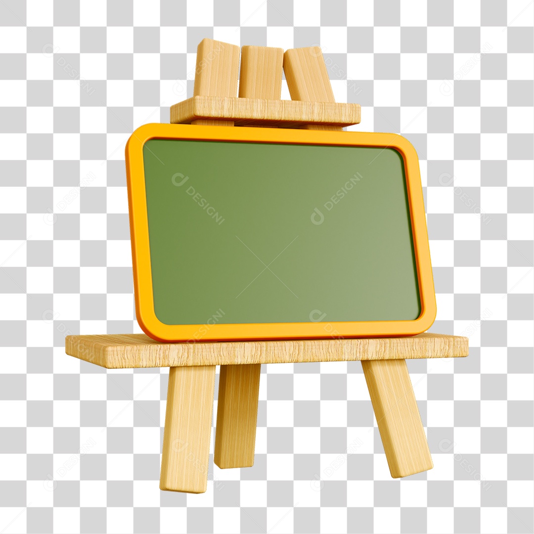 Elemento 3D Quadro Escolar PNG Transparente
