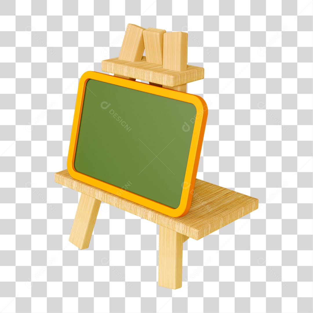 Elemento 3D Quadro Escolar PNG Transparente