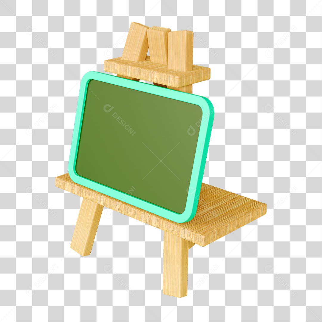 Elemento 3D Quadro Escolar PNG Transparente