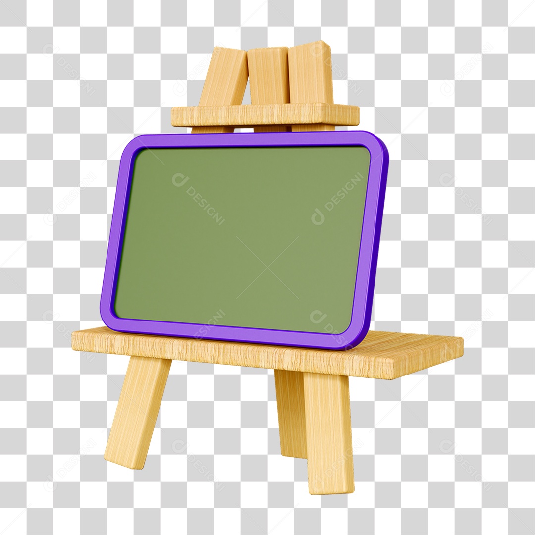 Elemento 3D Quadro Escolar PNG Transparente