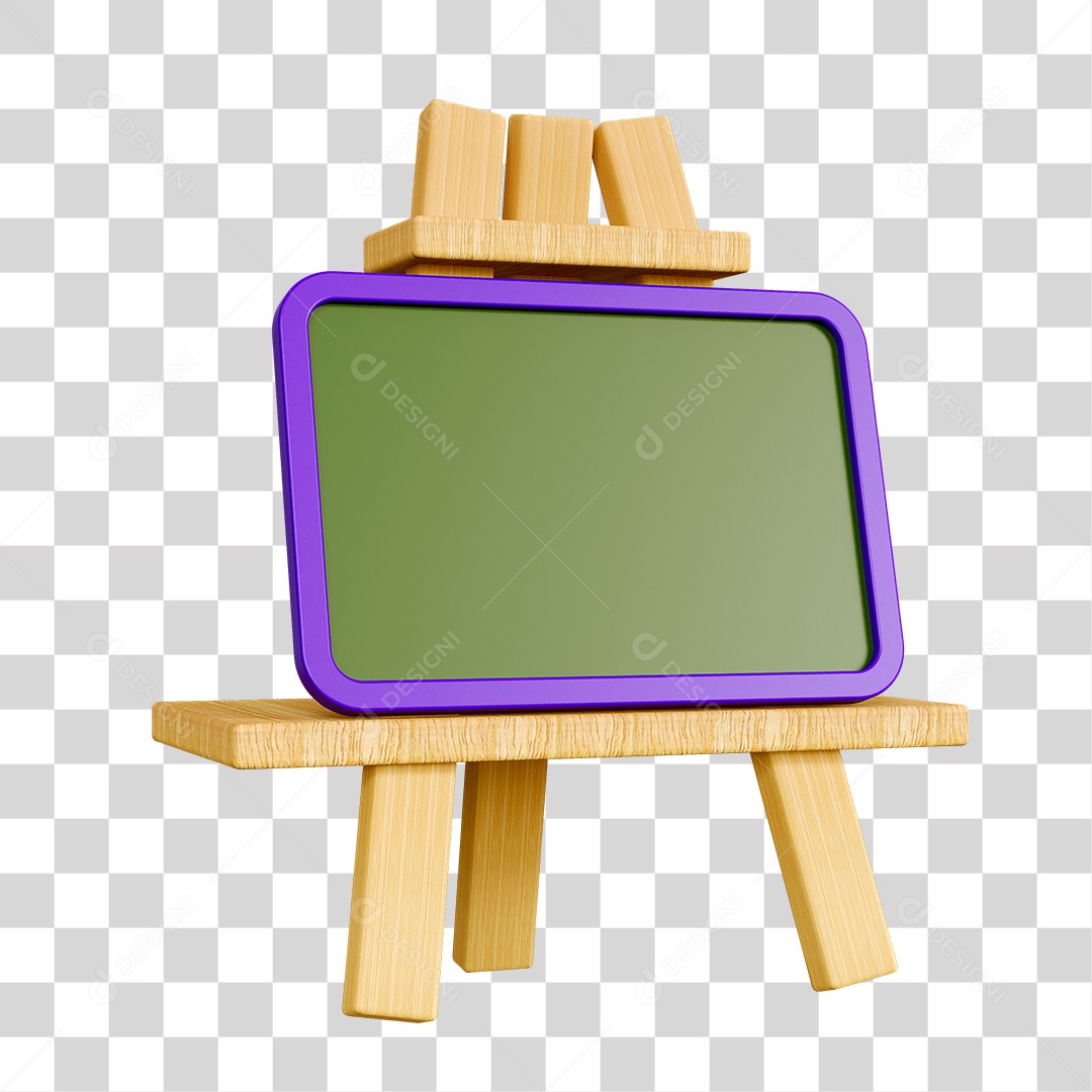 Elemento 3D Quadro Escolar PNG Transparente
