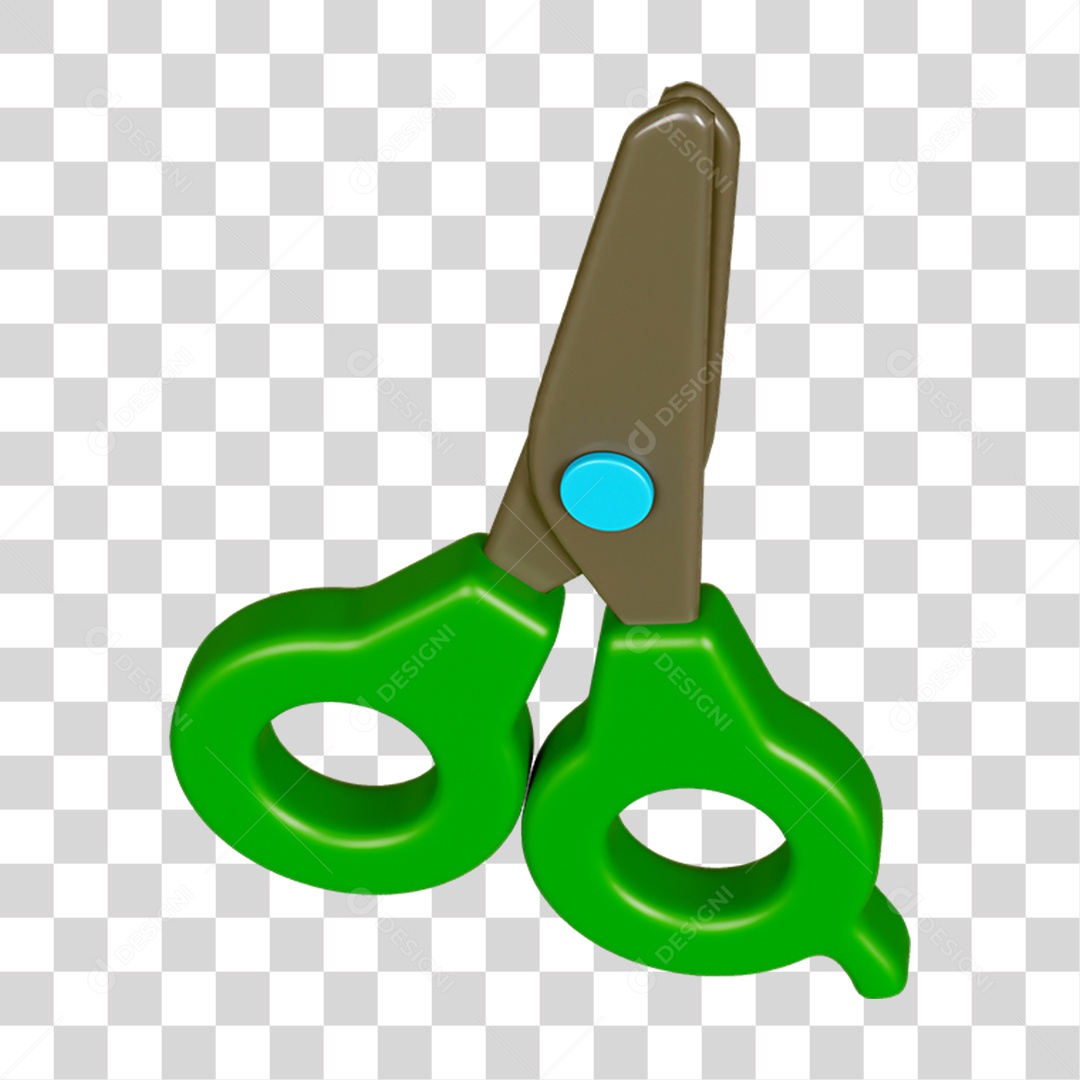 Elemento 3D Tesoura Escolar PNG Transparente