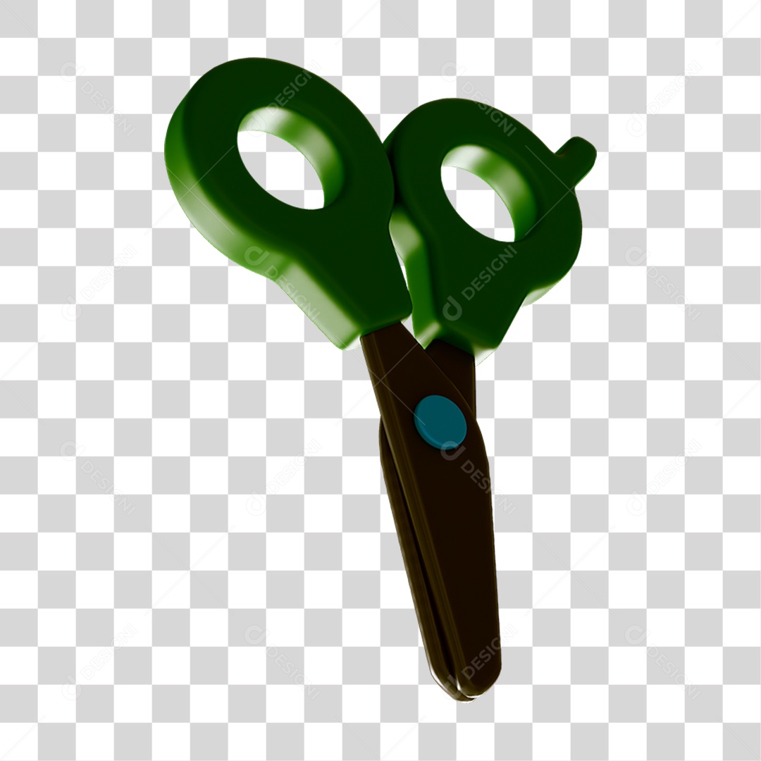 Elemento 3D Tesoura Escolar PNG Transparente
