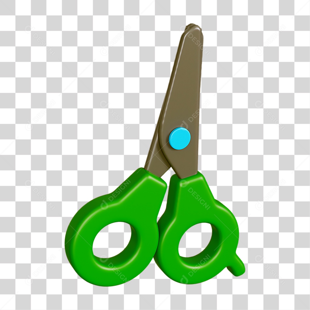 Elemento 3D Tesoura Escolar PNG Transparente
