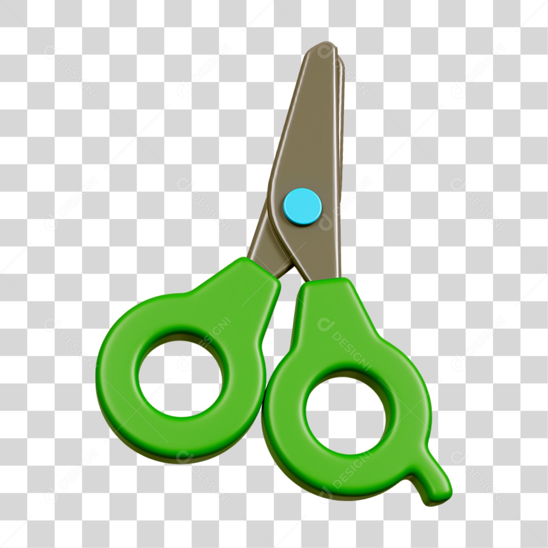 Elemento 3D Tesoura Escolar PNG Transparente
