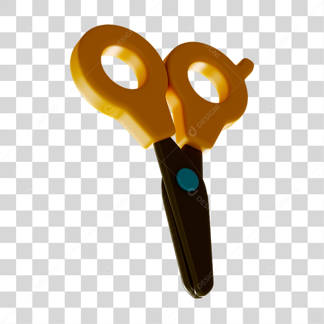 Elemento 3D Tesoura Escolar PNG Transparente