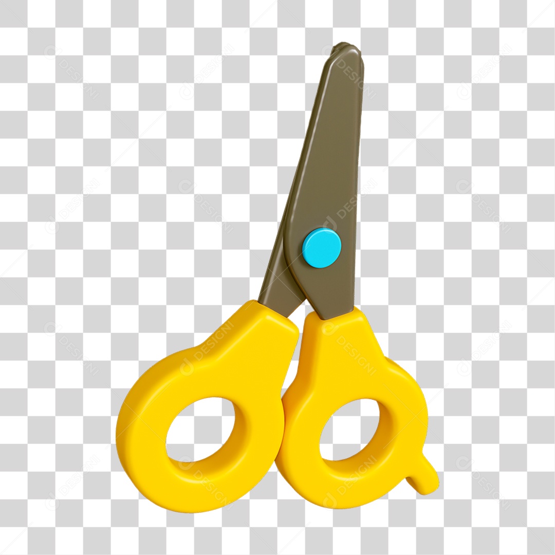 Elemento 3D Tesoura Escolar PNG Transparente