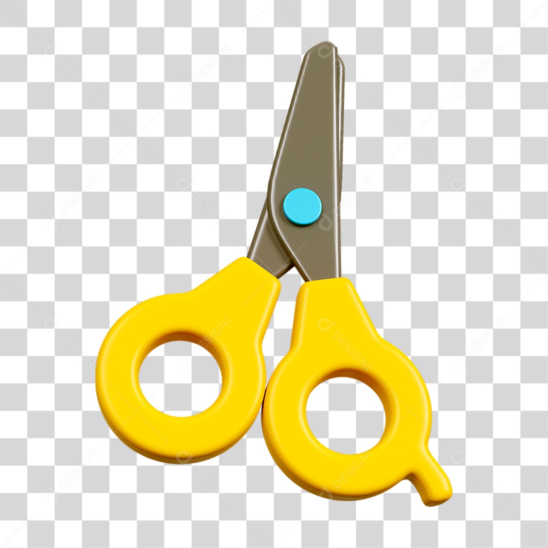 Elemento 3D Tesoura Escolar PNG Transparente