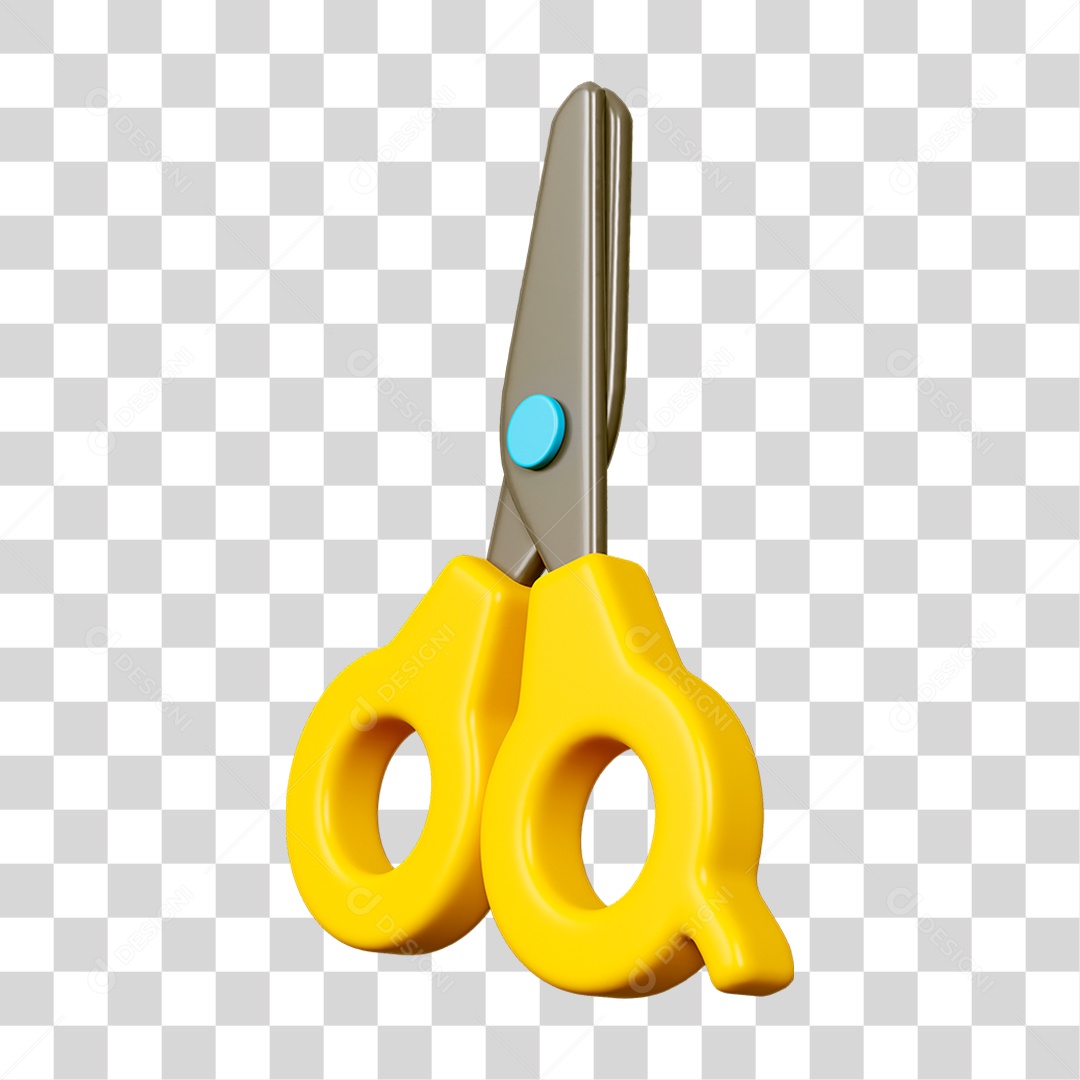 Elemento 3D Tesoura Escolar PNG Transparente