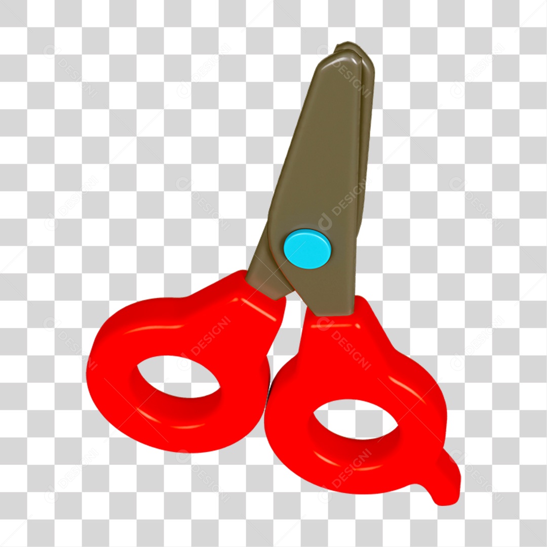 Elemento 3D Tesoura Escolar PNG Transparente