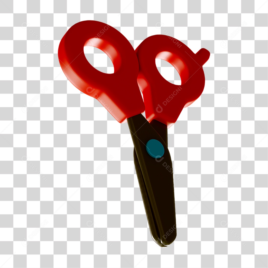 Elemento 3D Tesoura Escolar PNG Transparente