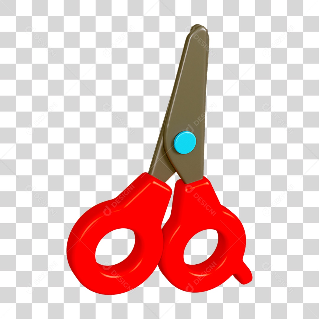 Elemento 3D Tesoura Escolar PNG Transparente