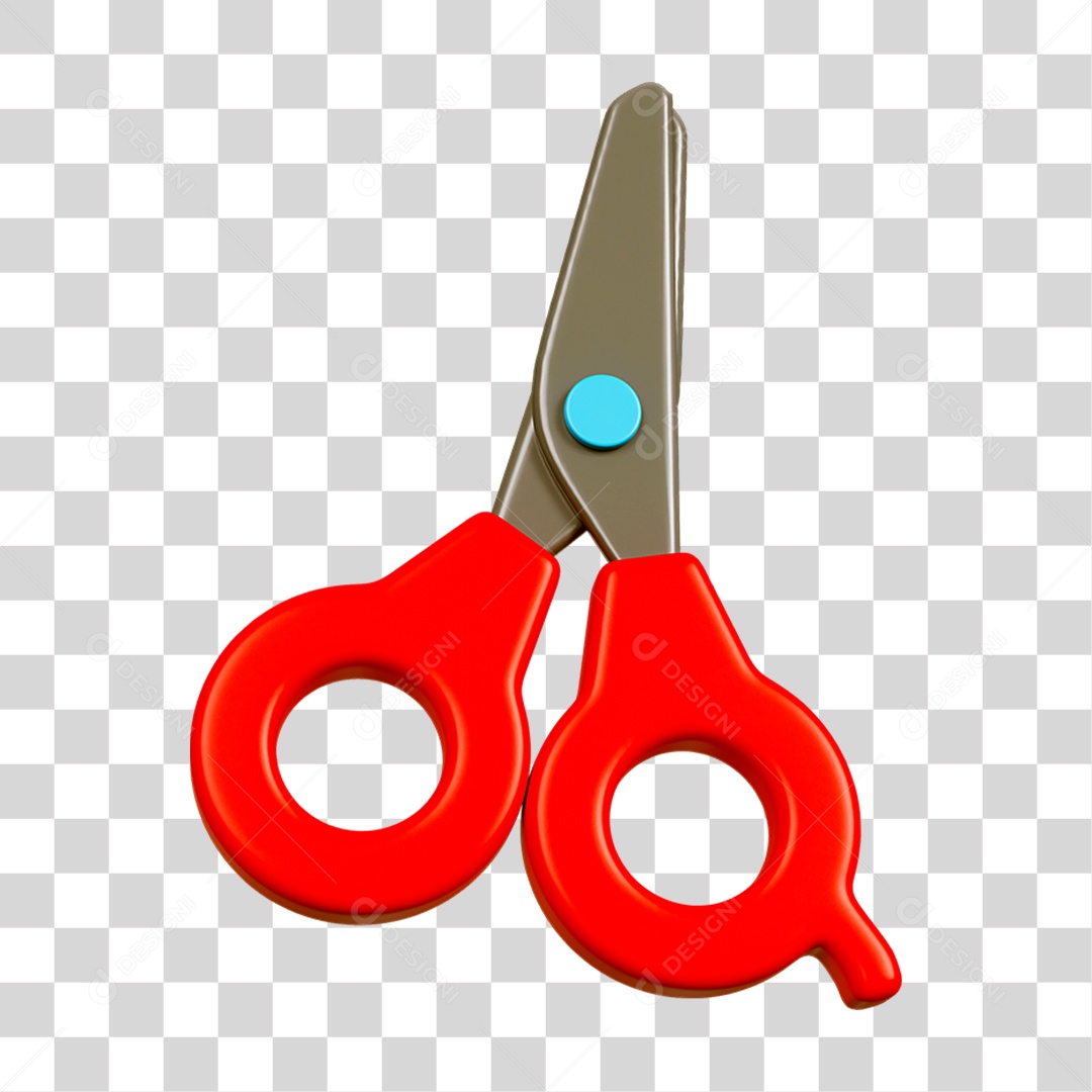 Elemento 3D Tesoura Escolar PNG Transparente
